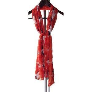 Vivante VSA Circle Scarf Wrap Orange Red Navy Blue White 22" x 72" Viscose Blend